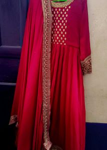 Elegant Red Embroidered Anarkali Gown
