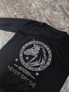 Black T-Shirt with Unicorn Graphic