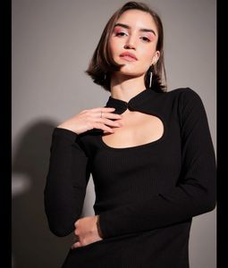 Black Neck Cut Out Top