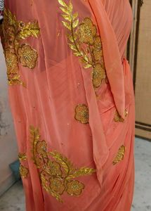 pure chiffon saree with aari tari zari work 😍🔥