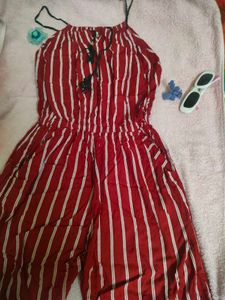 Striped Maroon Jumpsuit