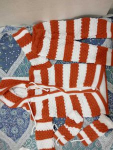 Orange & White Striped Knit Sweater