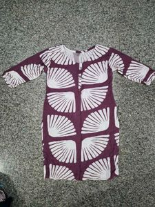 Stylish Purple Kurta with White Fan Print