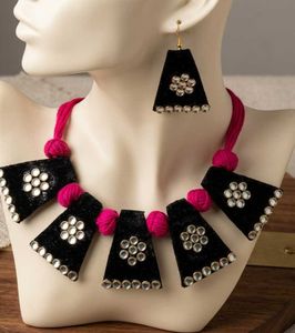 Black & Pink Ethnic Necklace Set