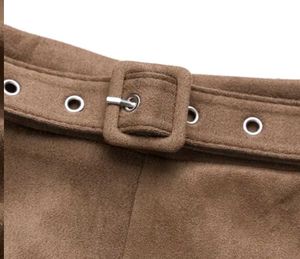 Brown Midi Skirt with Belt