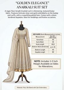 Elegant Beige Anarkali Gown with bottom
