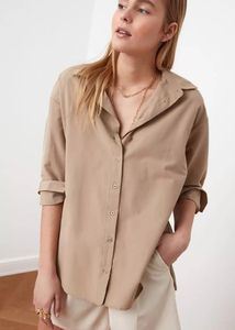 TRENDYOL Oversized Beige Button-Up Shirt By Trendy