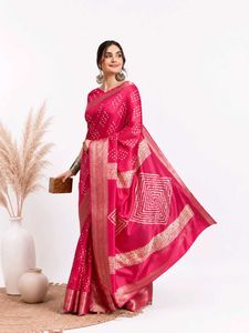 Vibrant Pink Bandhani Silk Saree
