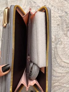 Quilted Grey Wallet with Clover Design