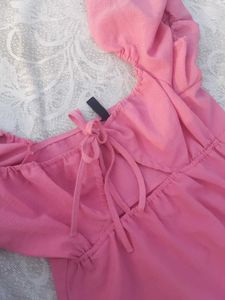 H&amp;M Pink women puffy sleeves dress