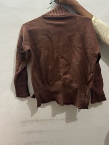 Brown Turtleneck Knit Sweater