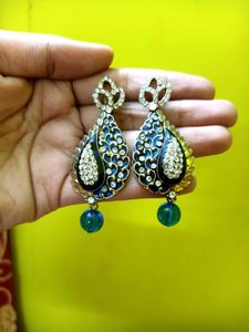 Exquisite Blue & Gold Heavy Earrings