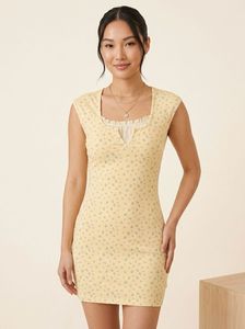 butter Yellow Floral Mini Dress✨