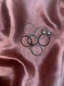 Assorted Silver Rings with Pearls