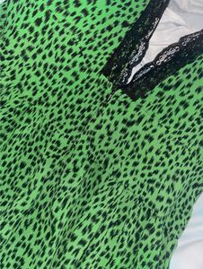 Elegant Green Leopard Print Maxi Dress