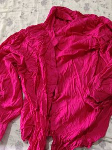 Vibrant Pink Crinkled Kurta Top