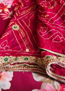 Vibrant Red Bandhani Saree