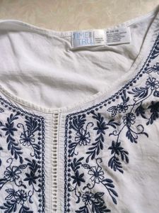 White Embroidered Tunic Top