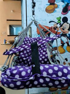 Purple Polka Dot Baby Swing