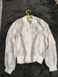 oversized bomber Floral Sheer Jacket