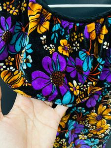 Floral Velvet Cape Top
