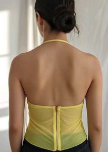 💛YELLOW SHEER CORSET TOP FOR WOMEN