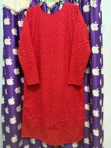 Full body embroidery Red Set with Dupatta