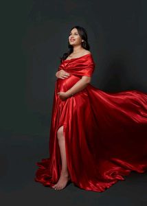 Elegant Red Maternity Gown