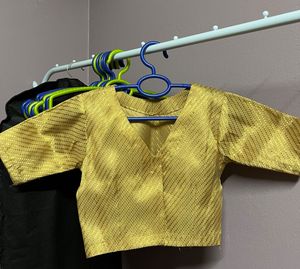Golden Sequined V-Neck Blouse