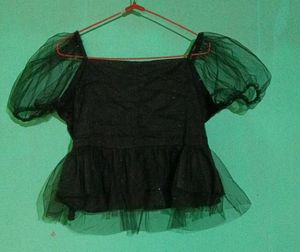 Black Sheer Sleeve Top