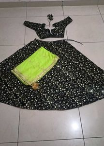 Stunning Black Sequined Lehenga Choli Set