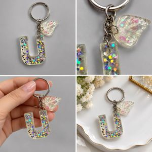Sparkly Letter U Keychain