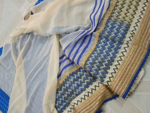 Blue Checked Saree
