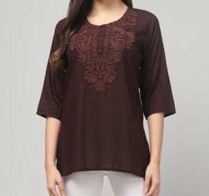 Embroidered Brown Kurta