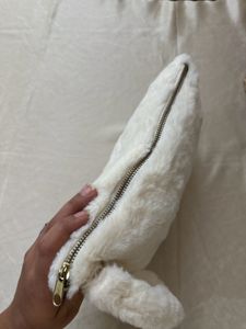 Fluffy White Clutch Bag