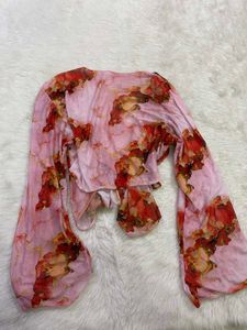 Marble Printed Wrap Top /