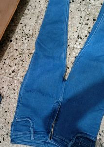 Blue Denim Jeans with Zipper Detail