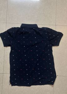 Men's Navy Polo Shirt with Anchor Print
