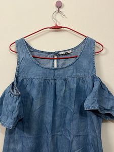 Chambray Cold Shoulder Dress