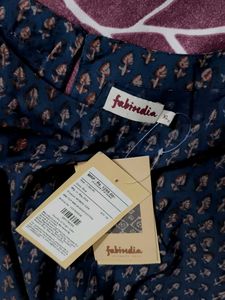 Fabindia Blue Cotton Dabu Printed Arcadian Top