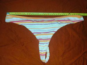 Striped Cotton Thong Panty