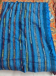 Exclusive Blue Kantha Stitch Saree