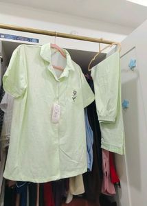 Light Green Polka Dot Pajama Set