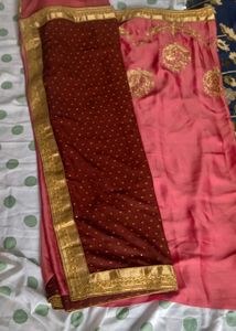 Elegant Pink & Maroon Saree
