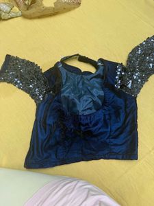 Sparkling Blue Velvet Blouse