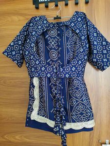 Elegant Navy Blue Bandhani Saree