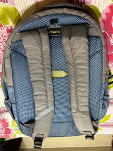 Stylish Blue &amp; Grey Backpack with Gold Accents