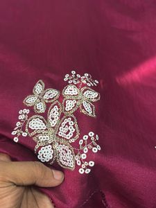 Burgundy Embroidered Dress Material