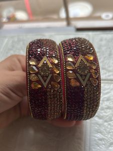 Sparkling Red & Gold Bangles New