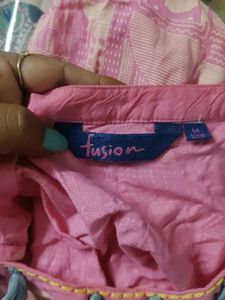Pink Printed Sleeveless Kurta